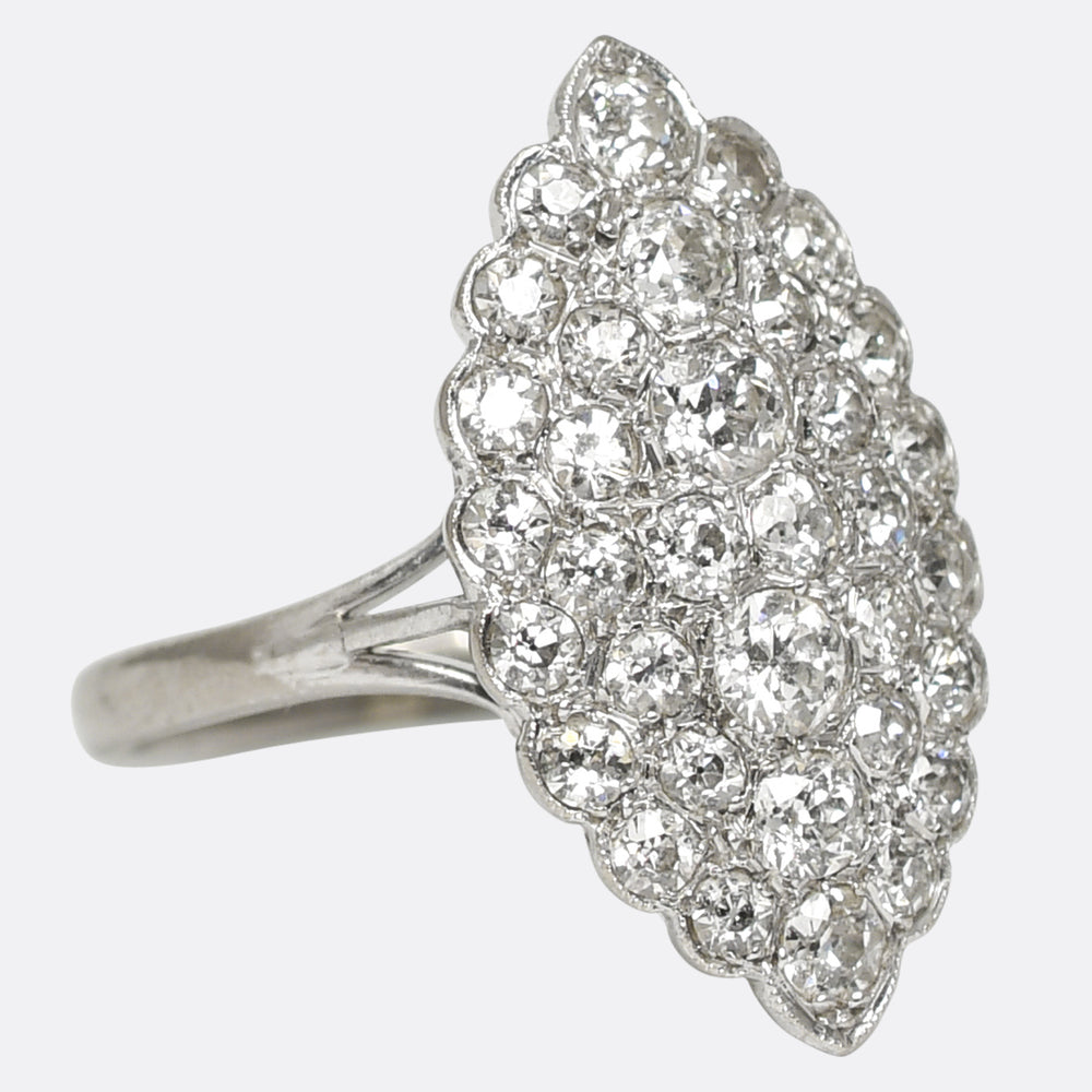 Edwardian Diamond Navette Cluster Ring