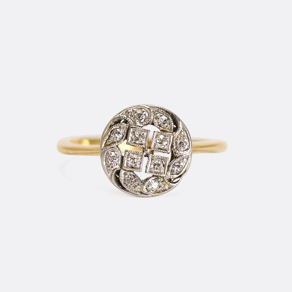 Edwardian Diamond Openwork Swirl Ring