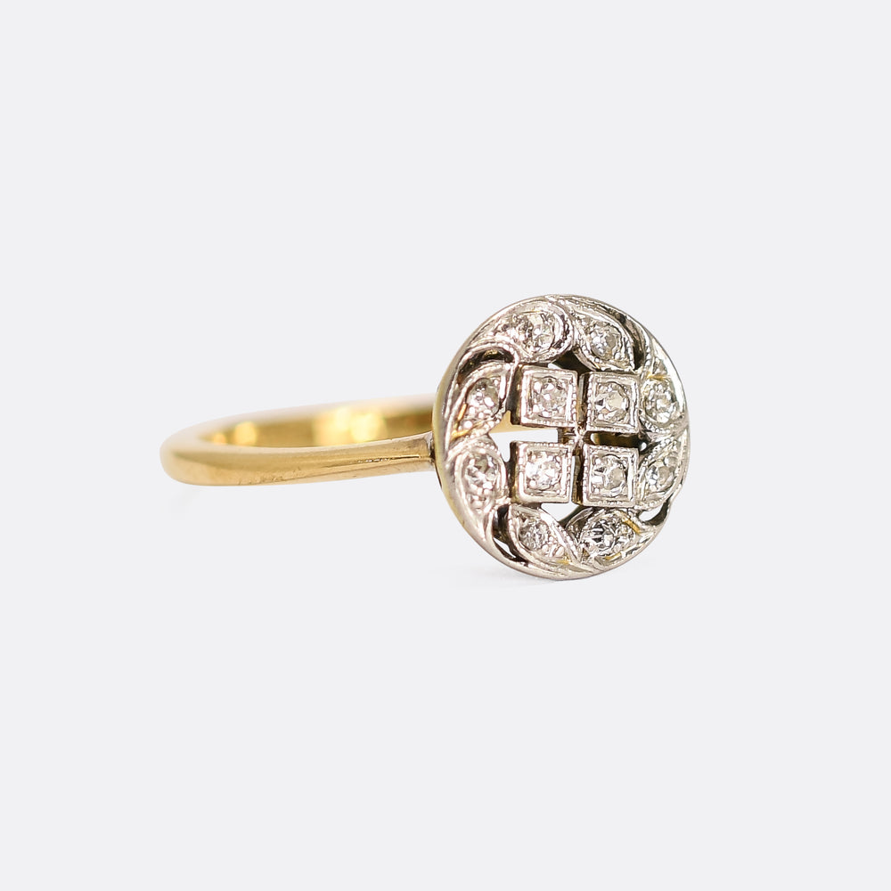Edwardian Diamond Openwork Swirl Ring