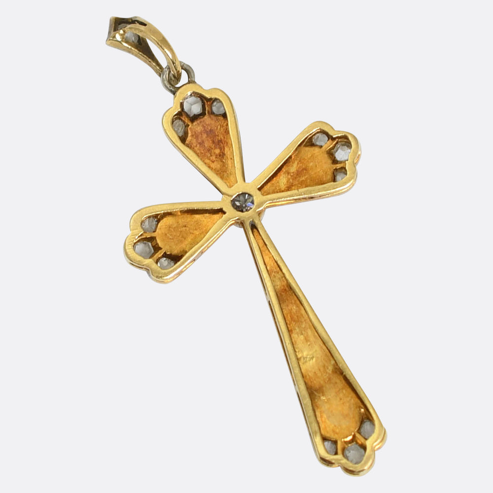 Edwardian Diamond Platinum & Gold Cross Pendant layaway deposit for leeanne