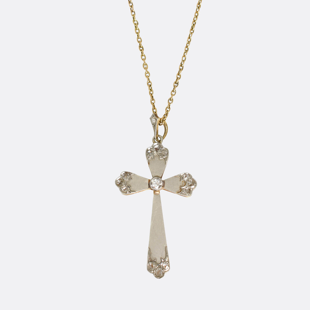 Edwardian Diamond Platinum & Gold Cross Pendant layaway deposit for leeanne