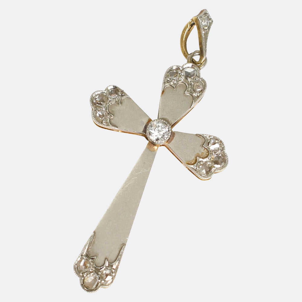 Edwardian Diamond Platinum & Gold Cross Pendant layaway deposit for leeanne