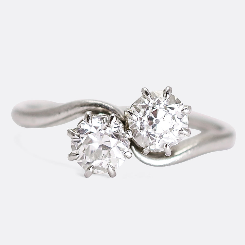Edwardian Diamond Toi et Moi Engagement Ring