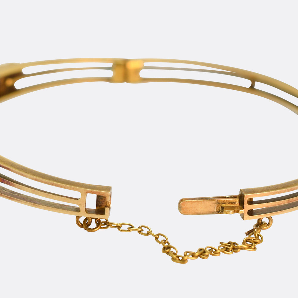 Edwardian Diamond & Pearl Star Bangle