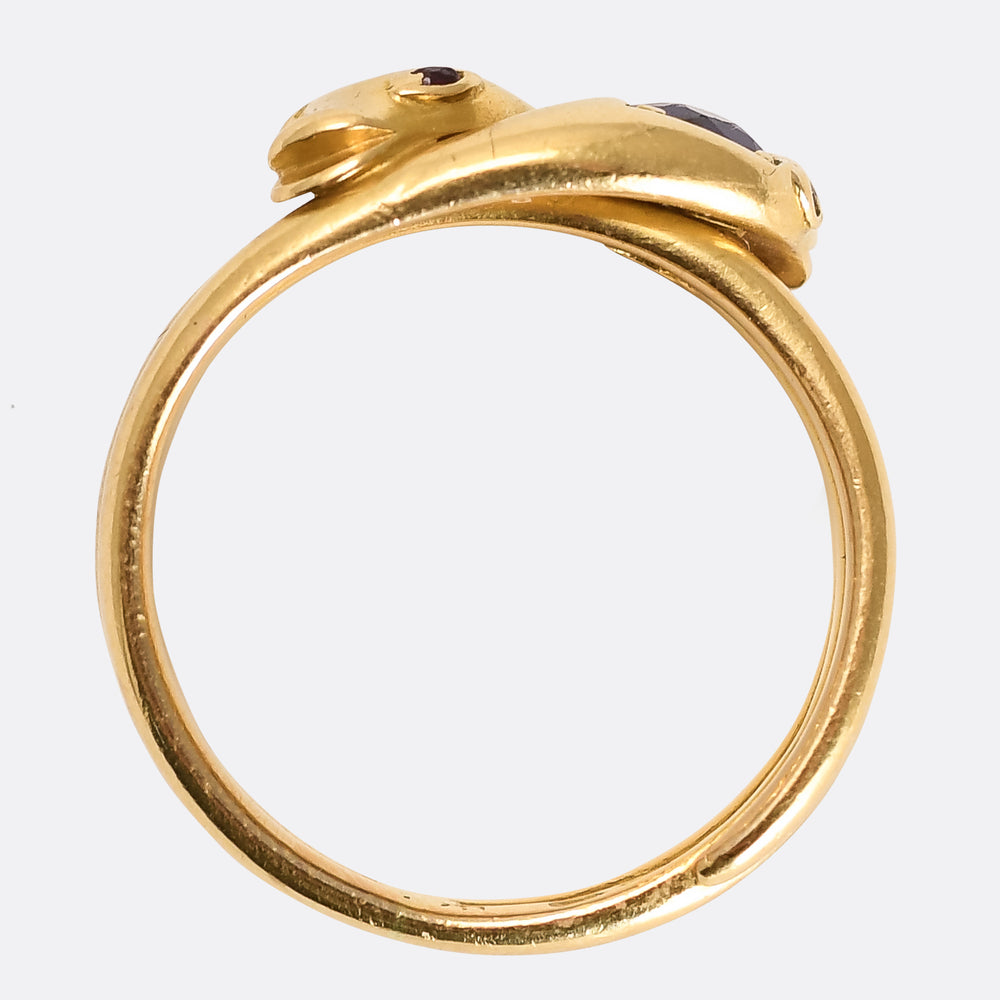 Edwardian Diamond & Sapphire Double Snake Ring