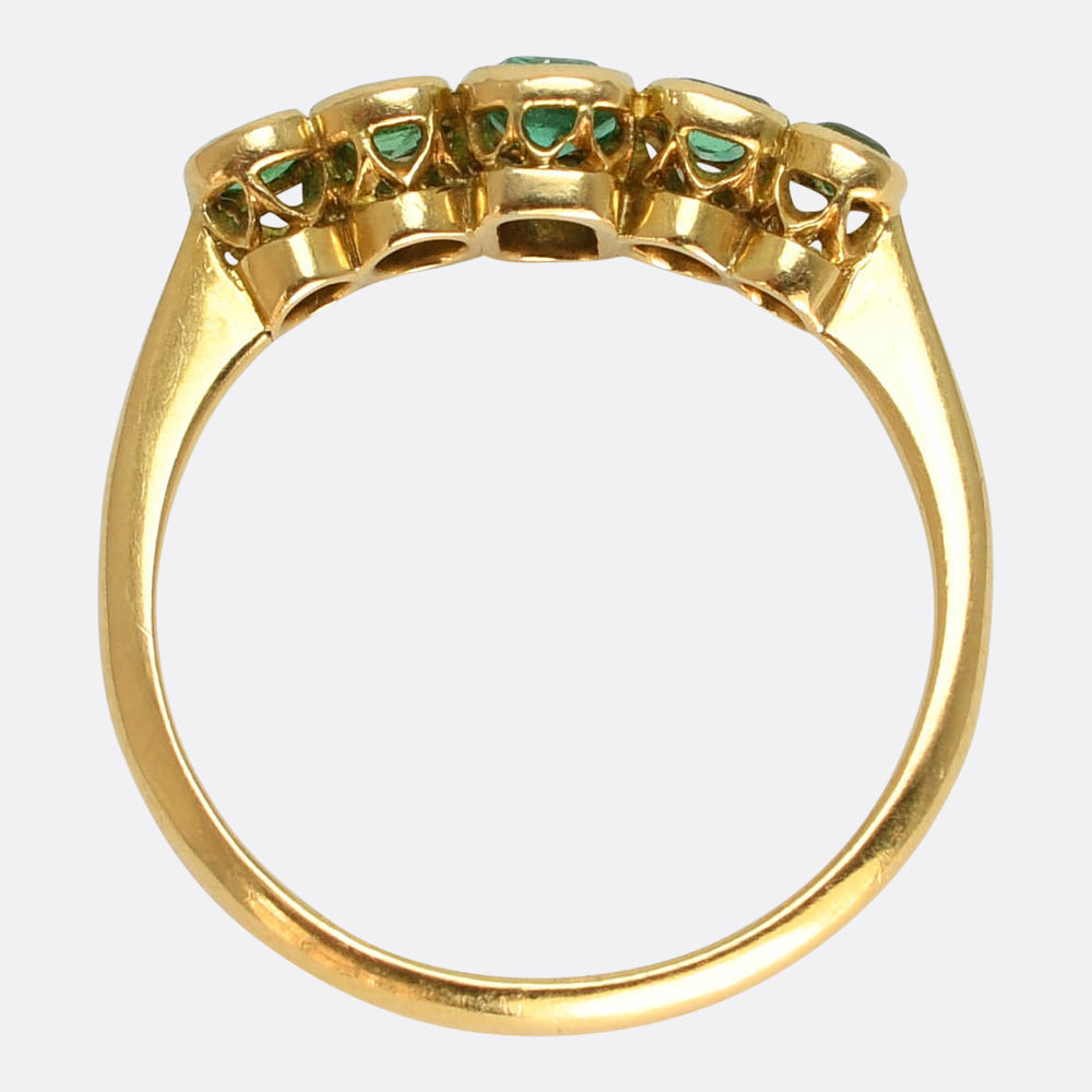 Edwardian Emerald 5-Stone Bezel Ring