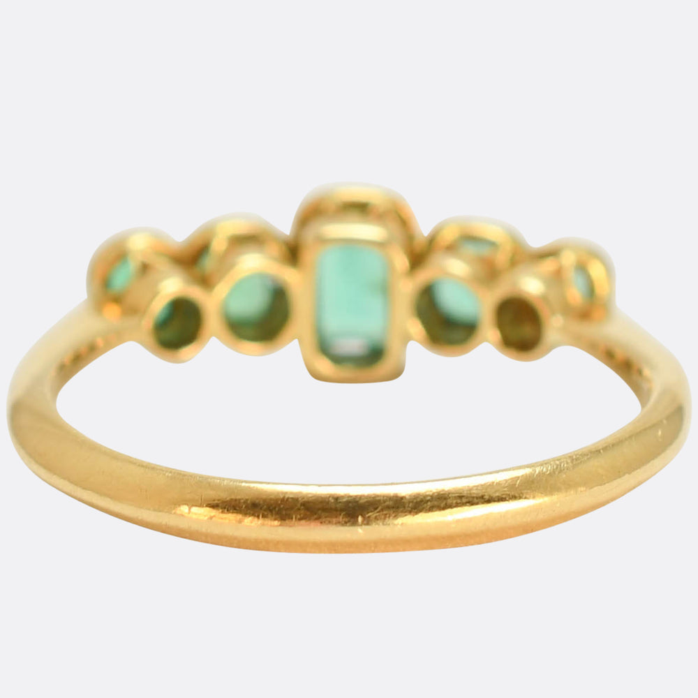 Edwardian Emerald 5-Stone Bezel Ring
