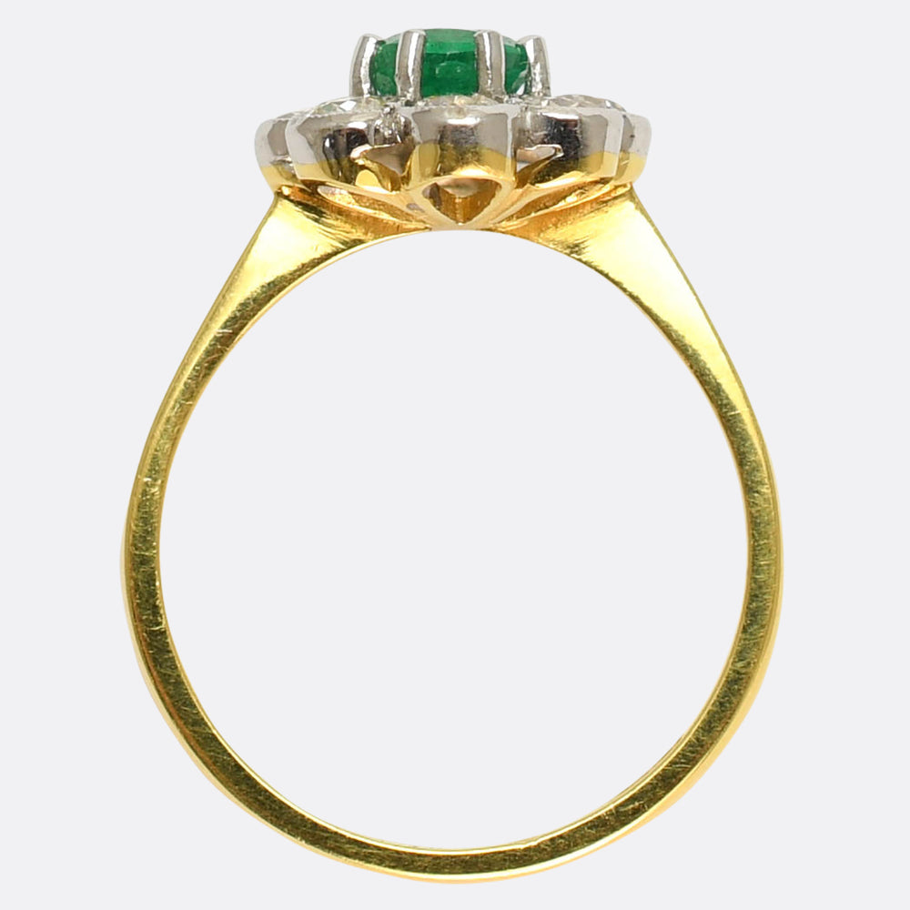 Edwardian Emerald & Diamond Daisy Cluster Ring