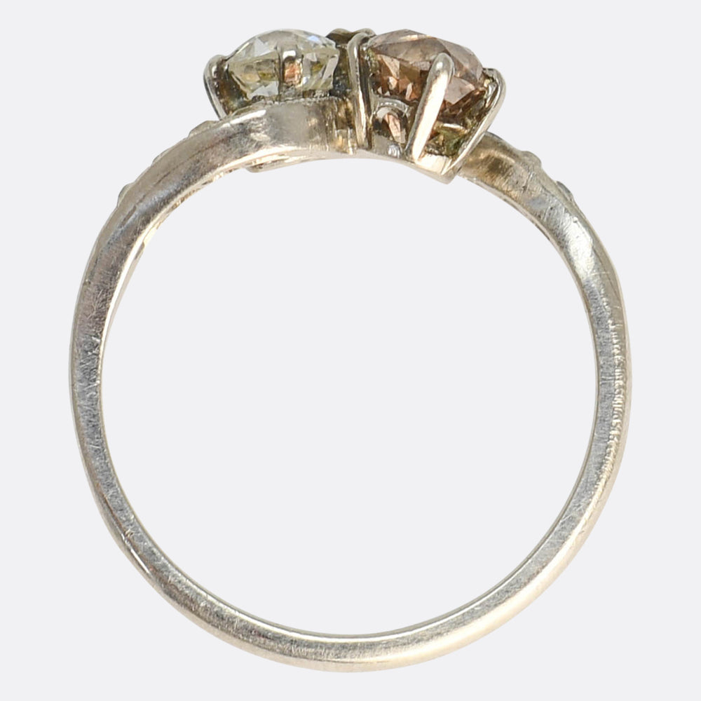 Edwardian Fancy Diamond Toi et Moi Ring