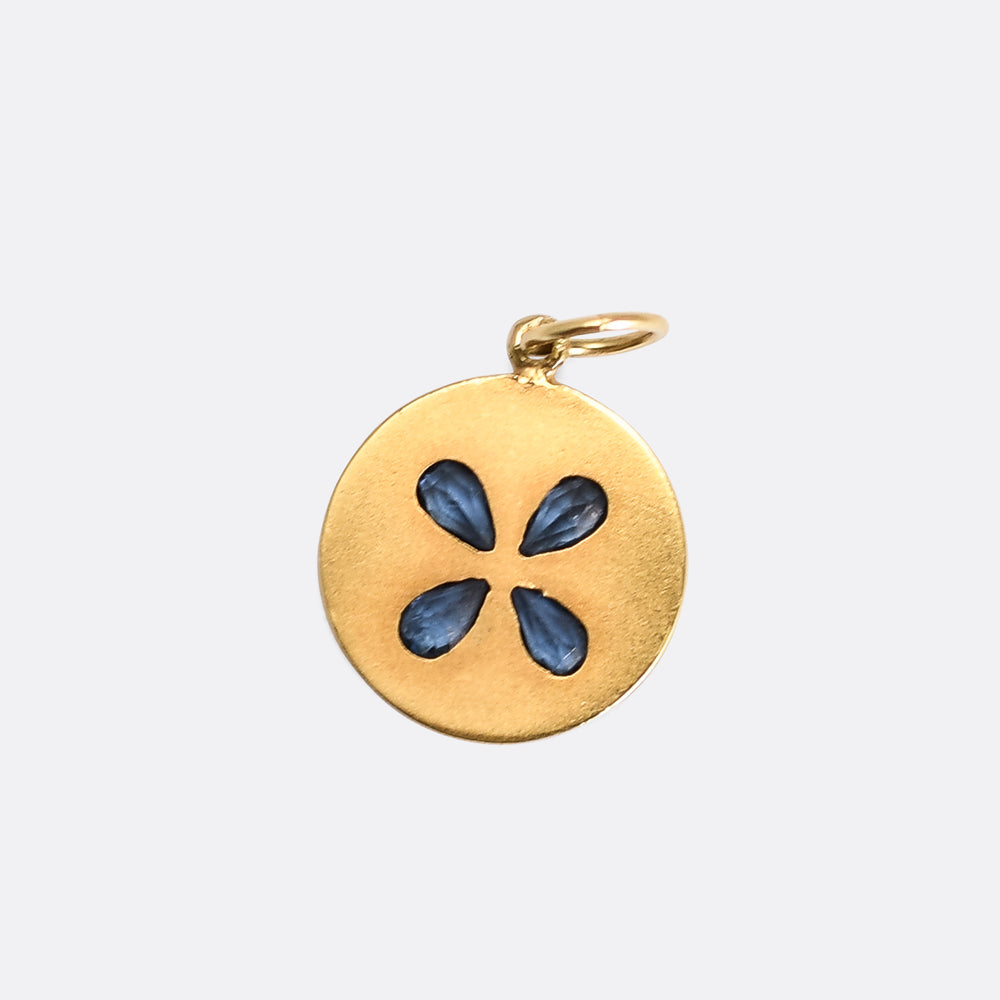 Edwardian French Sapphire Four Leaf Clover Charm