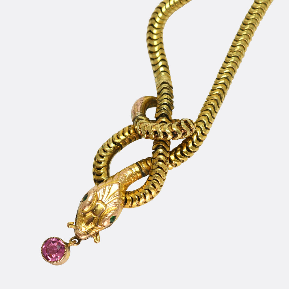 Edwardian Gold Snake Chain Necklace