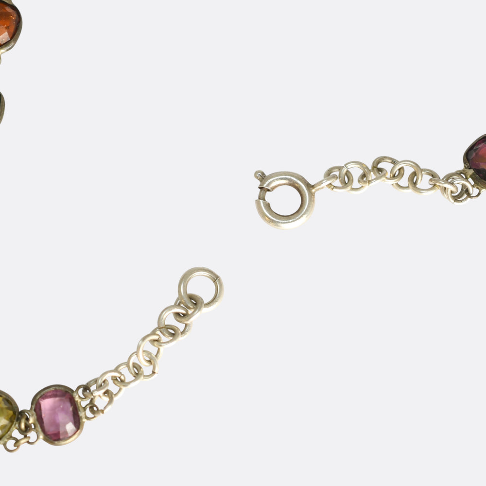 Edwardian Multi-Gem Silver Necklace