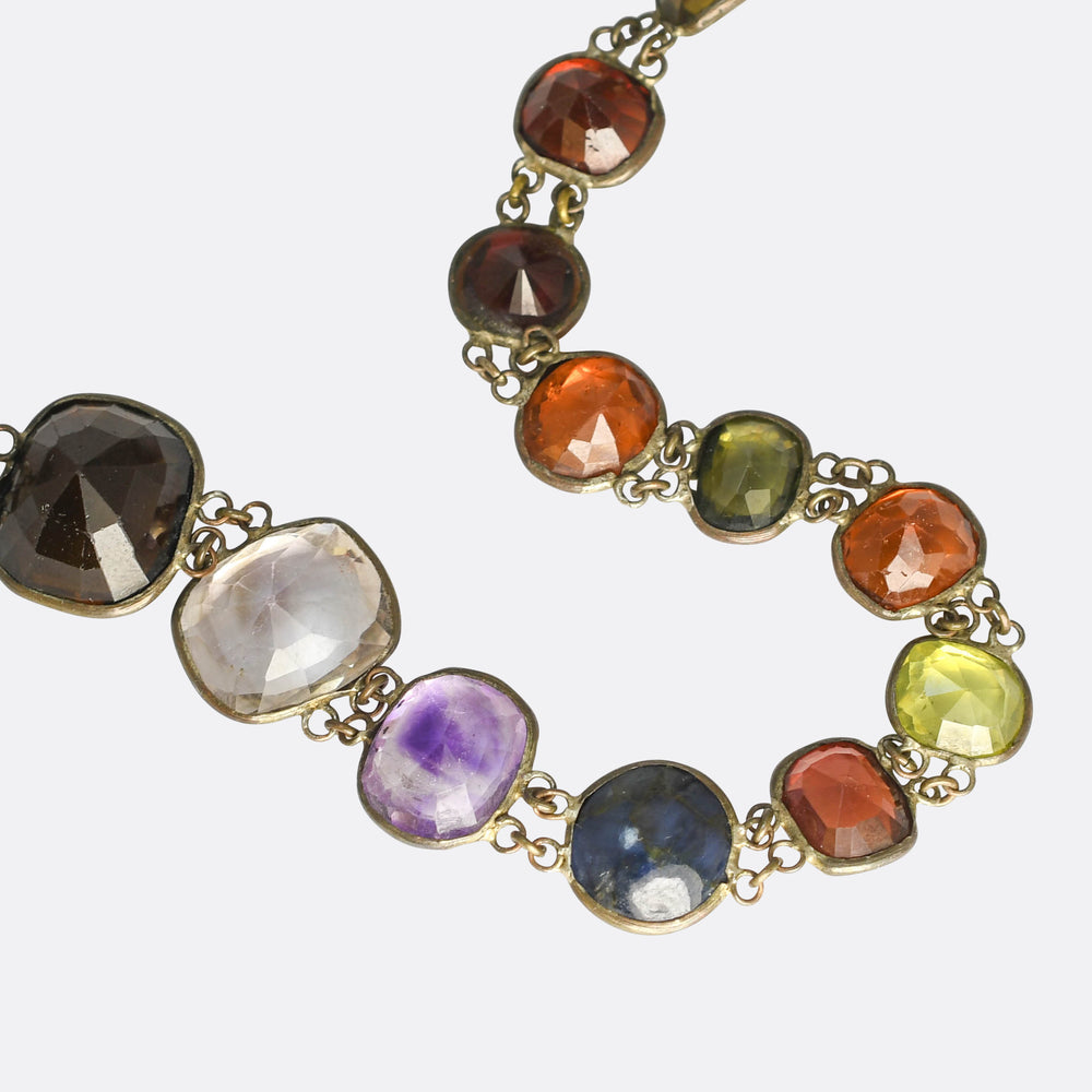 Edwardian Multi-Gem Silver Necklace