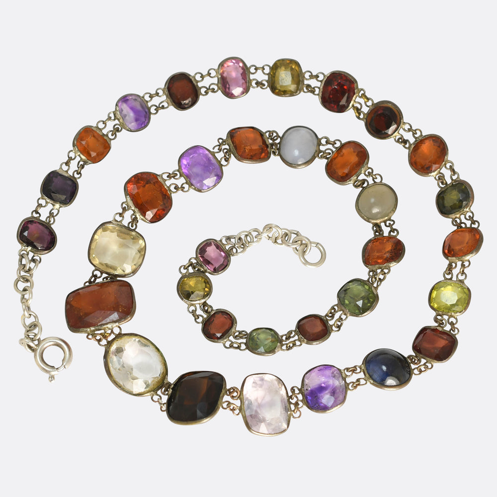 Edwardian Multi-Gem Silver Necklace