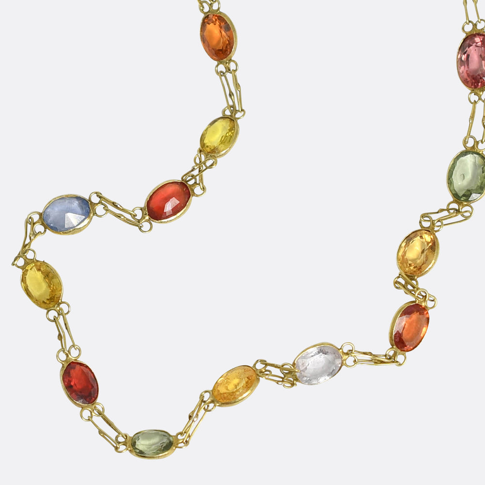 Edwardian Multi-Sapphire Chain Necklace