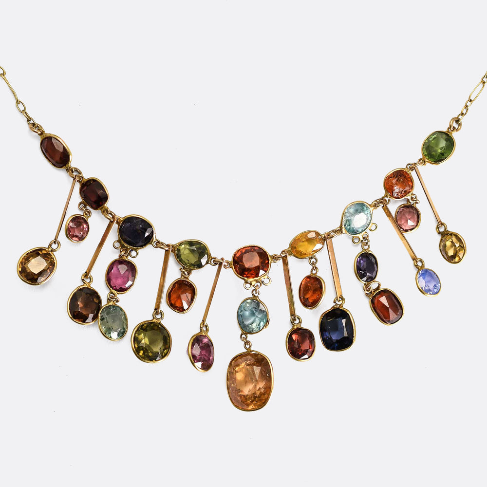 Edwardian Multigem Fringe Necklace