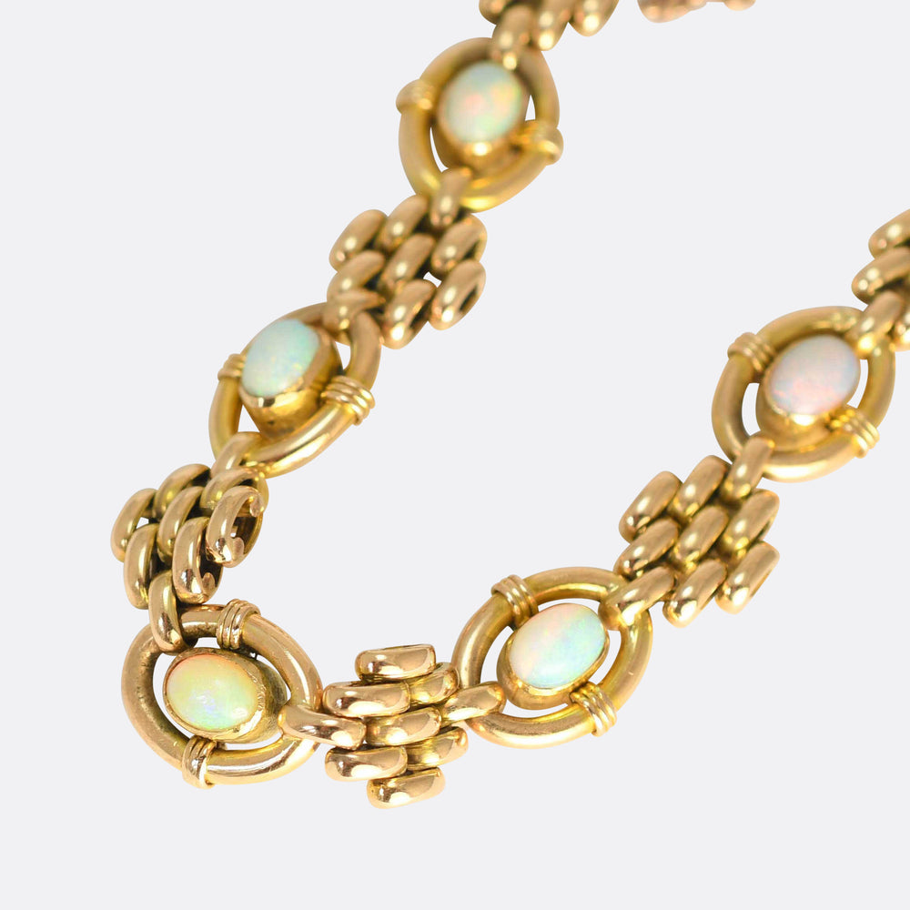 Edwardian Opal 15k Gold Gate-Link Bracelet