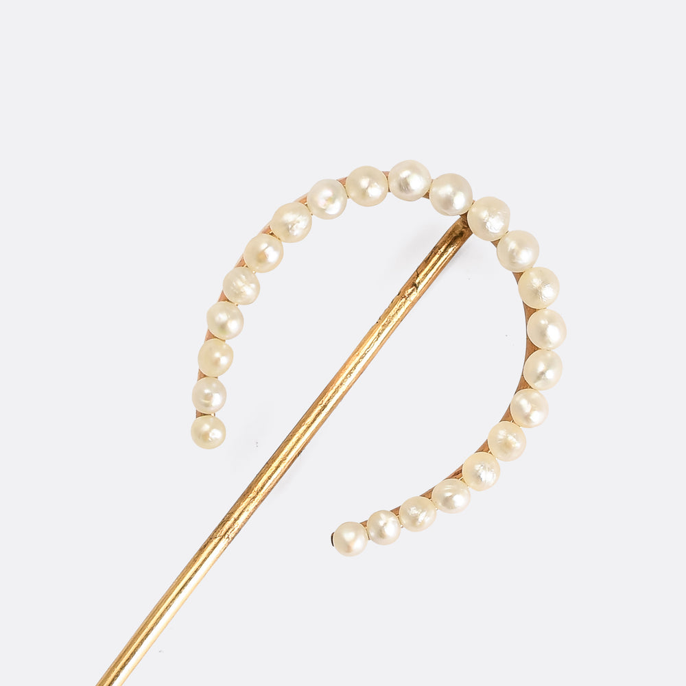 Edwardian Pearl Horseshoe Stick Pin