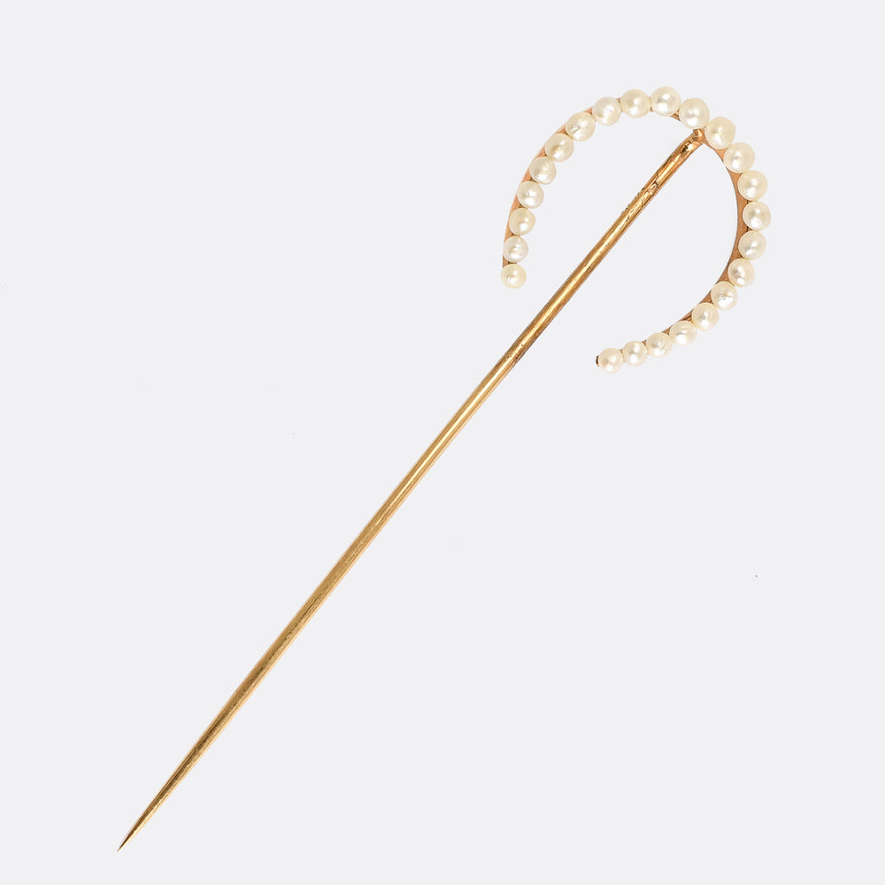 Edwardian Pearl Horseshoe Stick Pin
