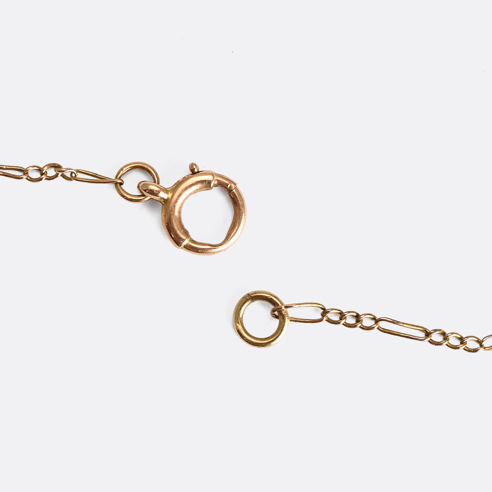 Edwardian Pearl Puffed Heart Pendant & Chain