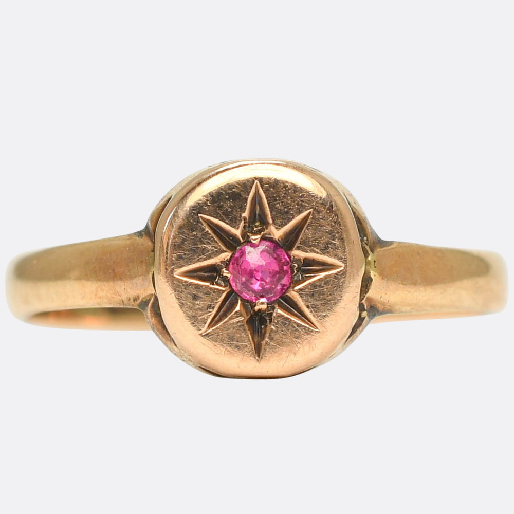 Edwardian Ruby Star-Set Solitaire Ring