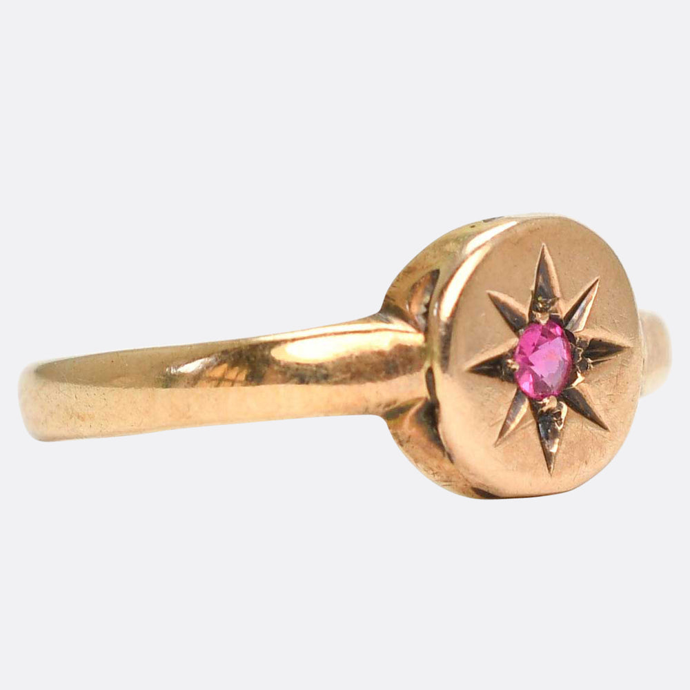 Edwardian Ruby Star-Set Solitaire Ring