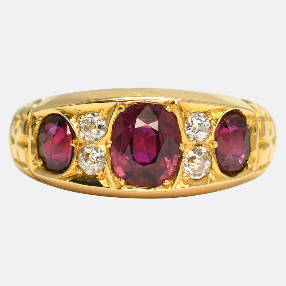 Edwardian Ruby & Diamond 18k Gold Cigar Band