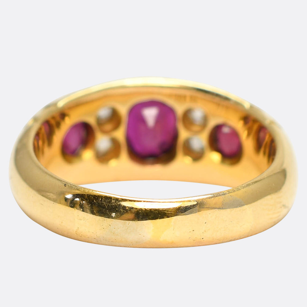 Edwardian Ruby & Diamond 18k Gold Cigar Band