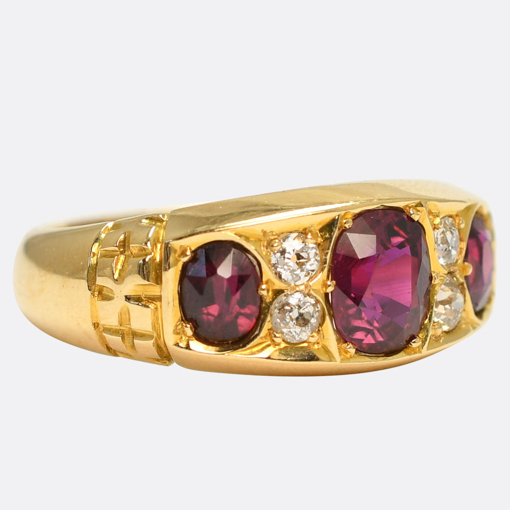 Edwardian Ruby & Diamond 18k Gold Cigar Band