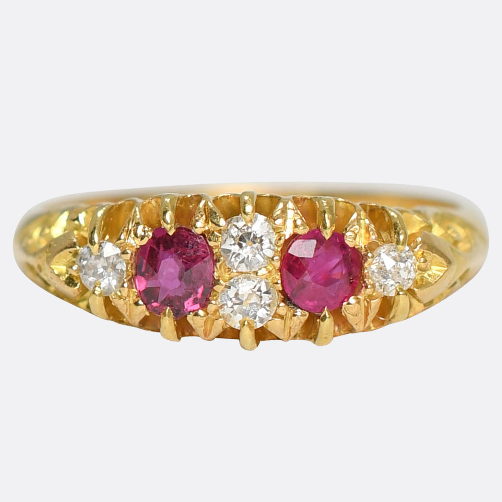 Edwardian Ruby & Diamond Boat Ring