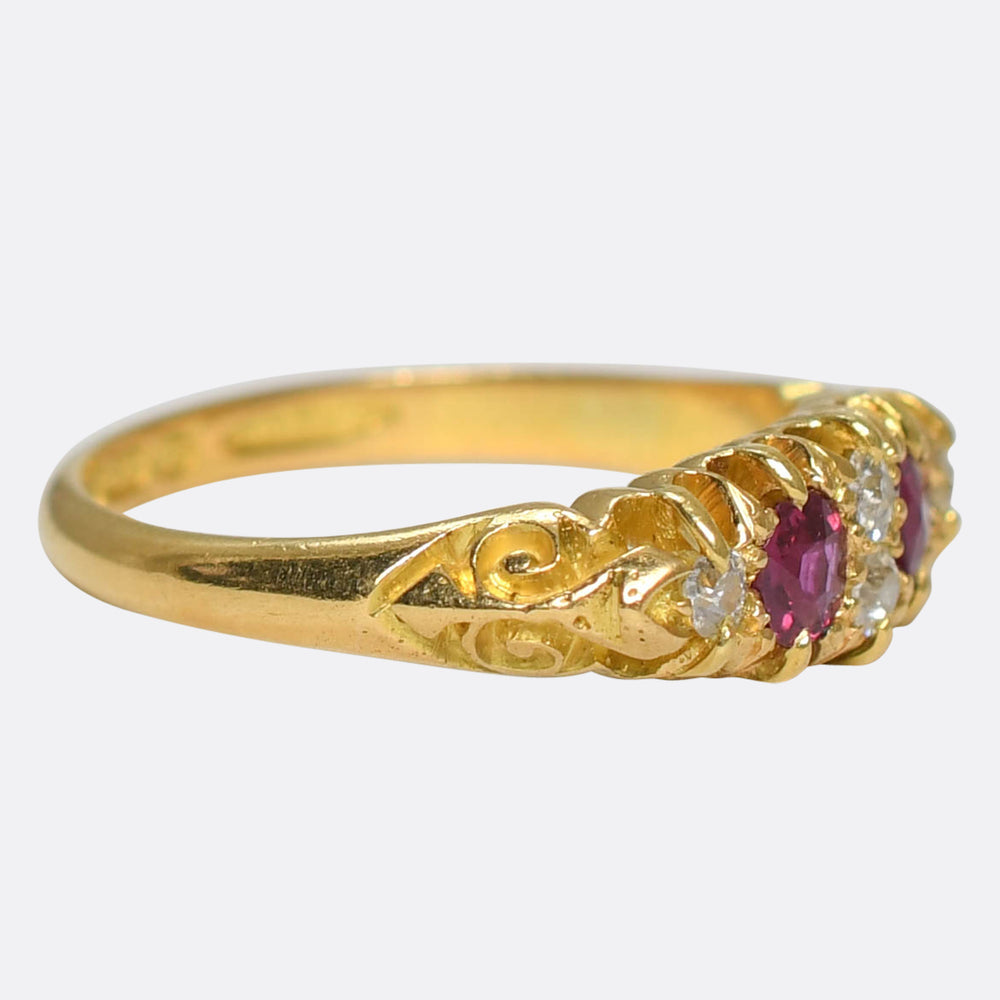 Edwardian Ruby & Diamond Boat Ring
