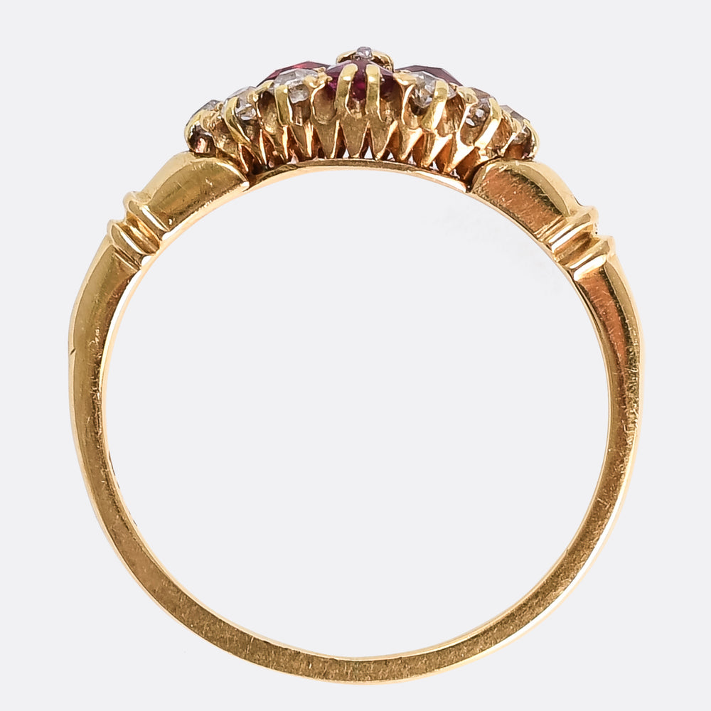 Edwardian Ruby & Diamond Cluster Ring