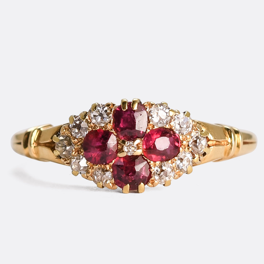 Edwardian Ruby & Diamond Cluster Ring