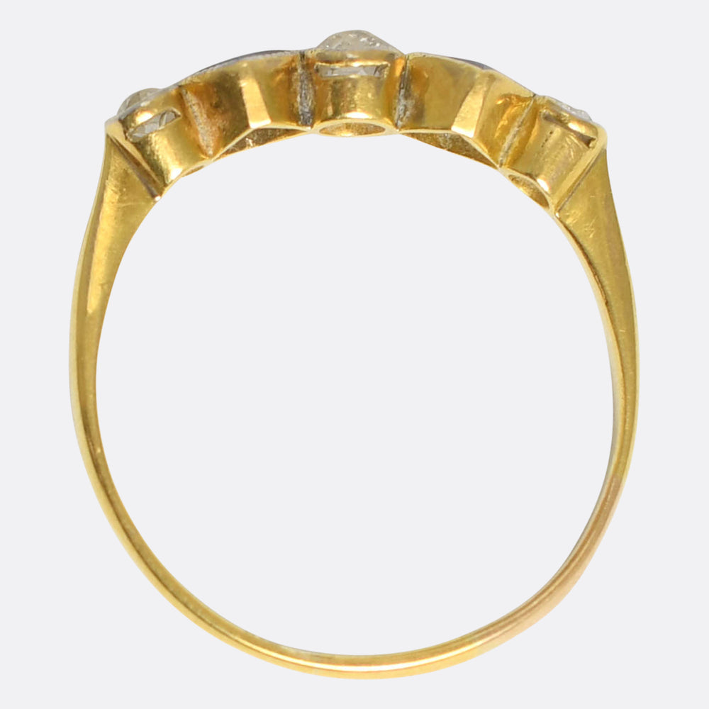 Edwardian Sapphire & Diamond Bezel-Set Ring