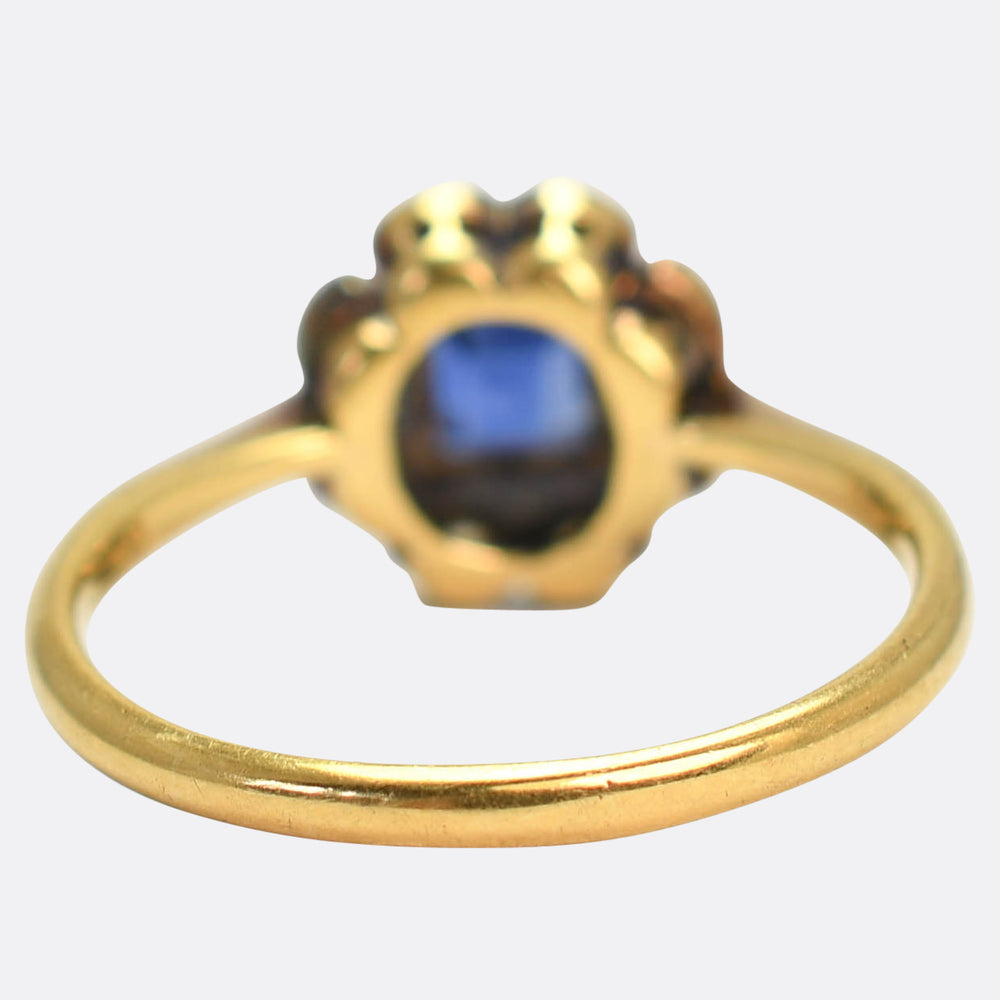 Edwardian Sapphire & Diamond Cluster Ring
