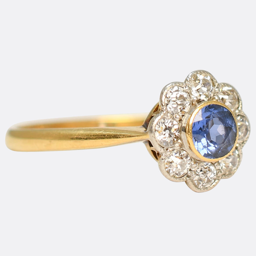 Edwardian Sapphire & Diamond Daisy Ring