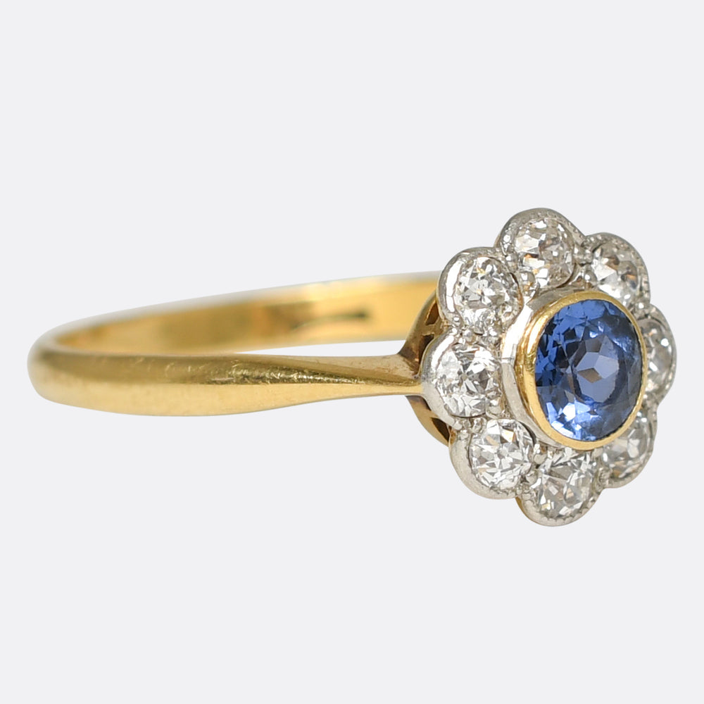 Edwardian Sapphire & Diamond Daisy Ring