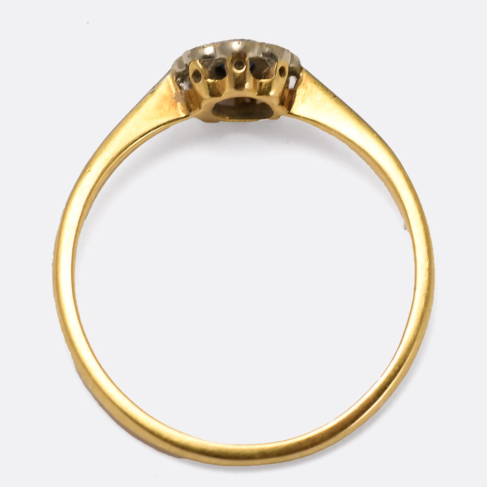 Edwardian Sapphire & Diamond Flower Cluster Ring