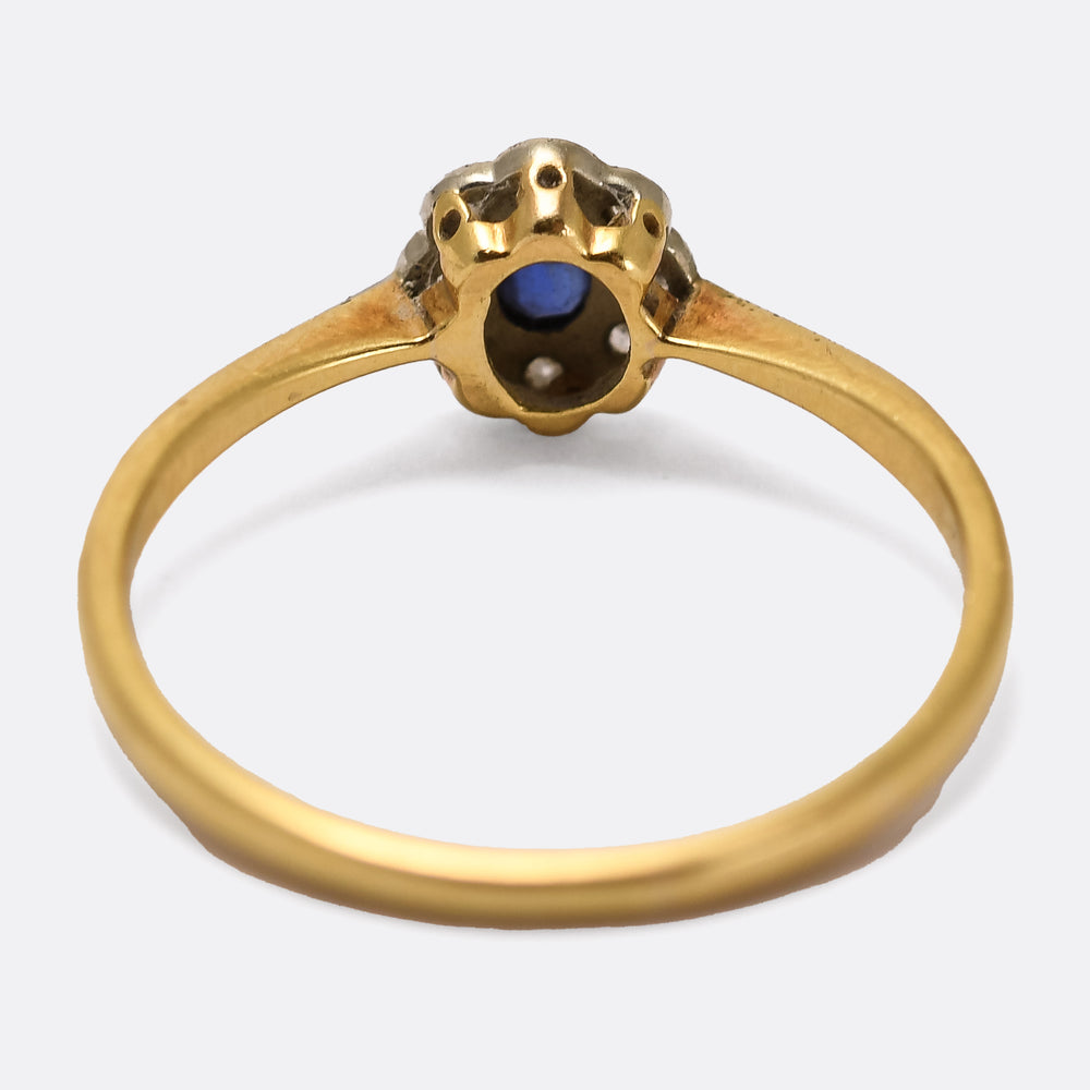 Edwardian Sapphire & Diamond Flower Cluster Ring