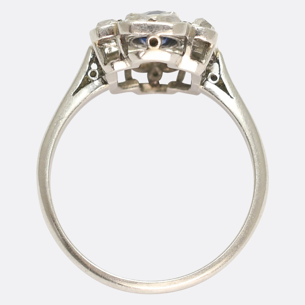 Edwardian Sapphire & Diamond Openwork Panel Ring