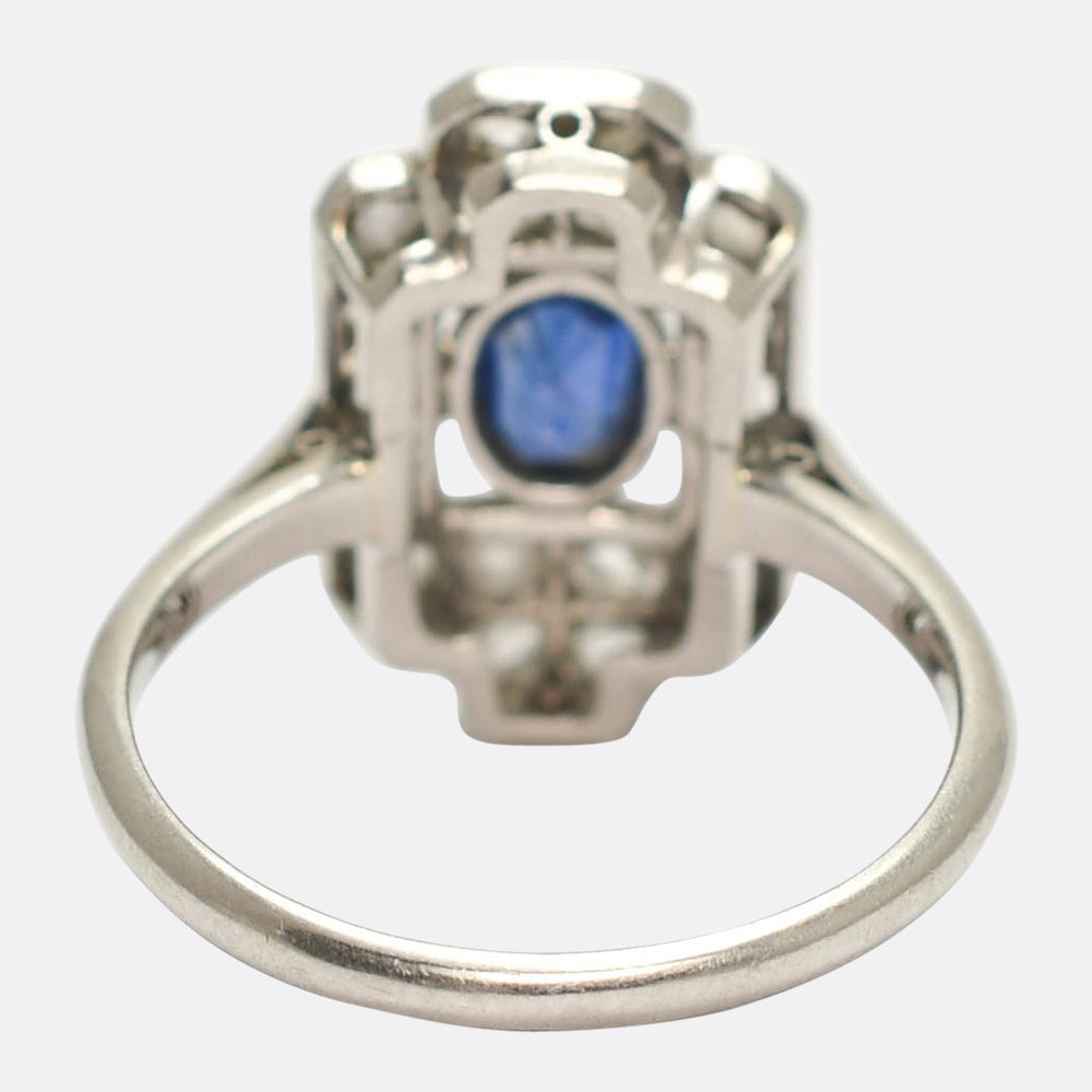 Edwardian Sapphire & Diamond Openwork Panel Ring