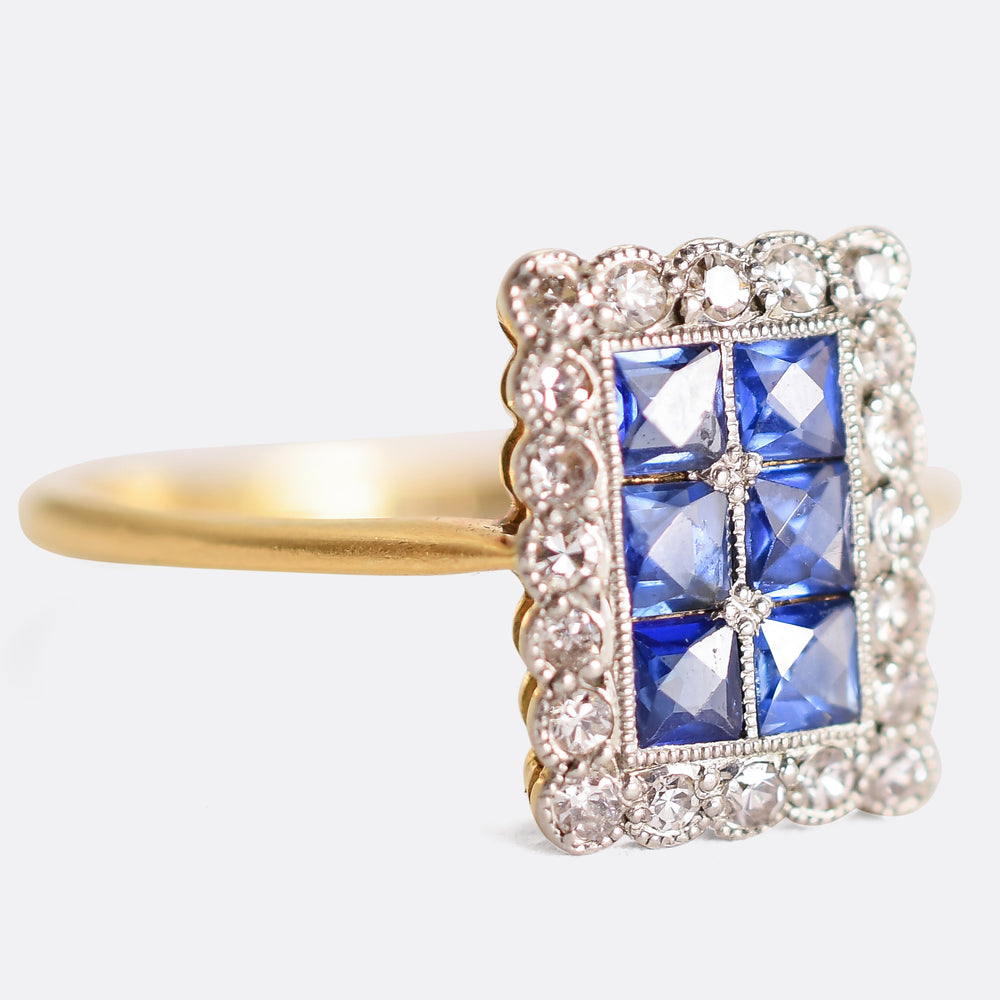 Edwardian Sapphire & Diamond Picture Frame Ring