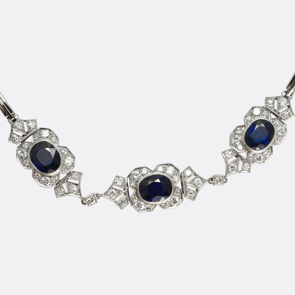 Edwardian Sapphire & Diamond Platinum Bracelet