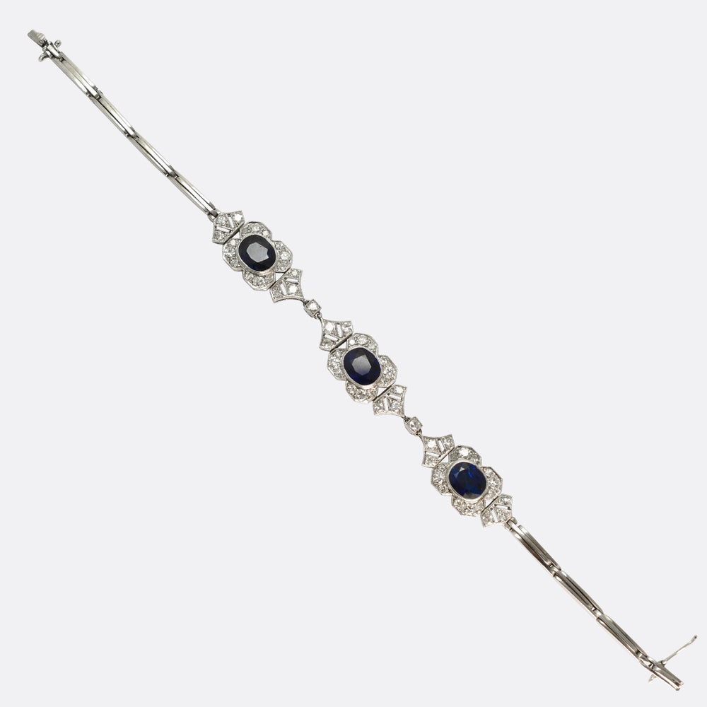 Edwardian Sapphire & Diamond Platinum Bracelet