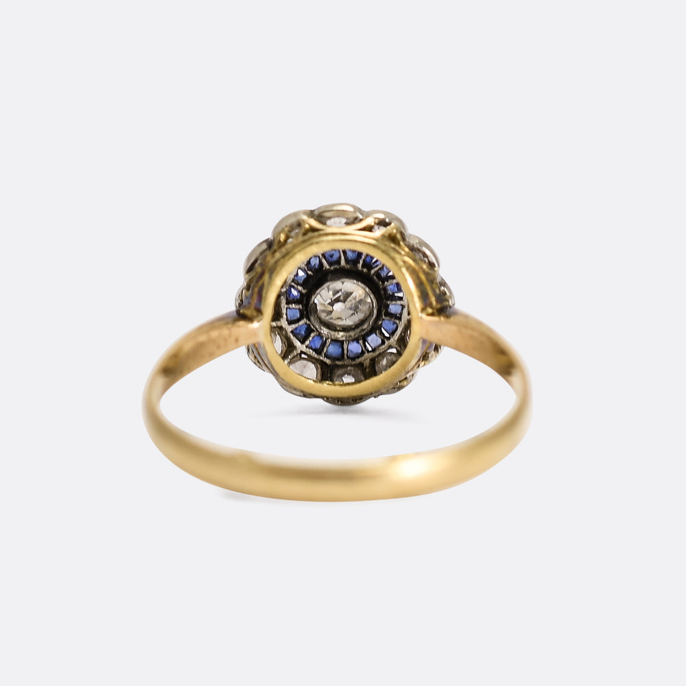 Edwardian Sapphire & Diamond Target Ring