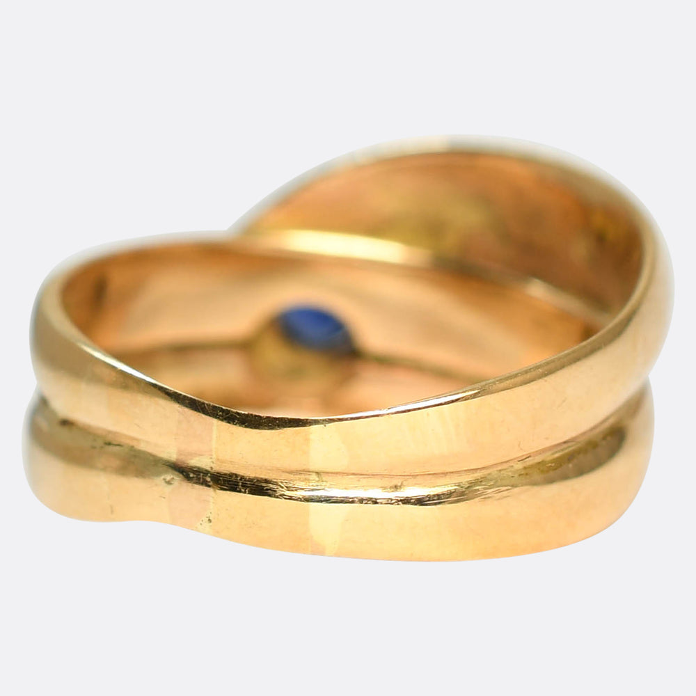 Edwardian Sapphire & Rose Cut Diamond Snake Ring