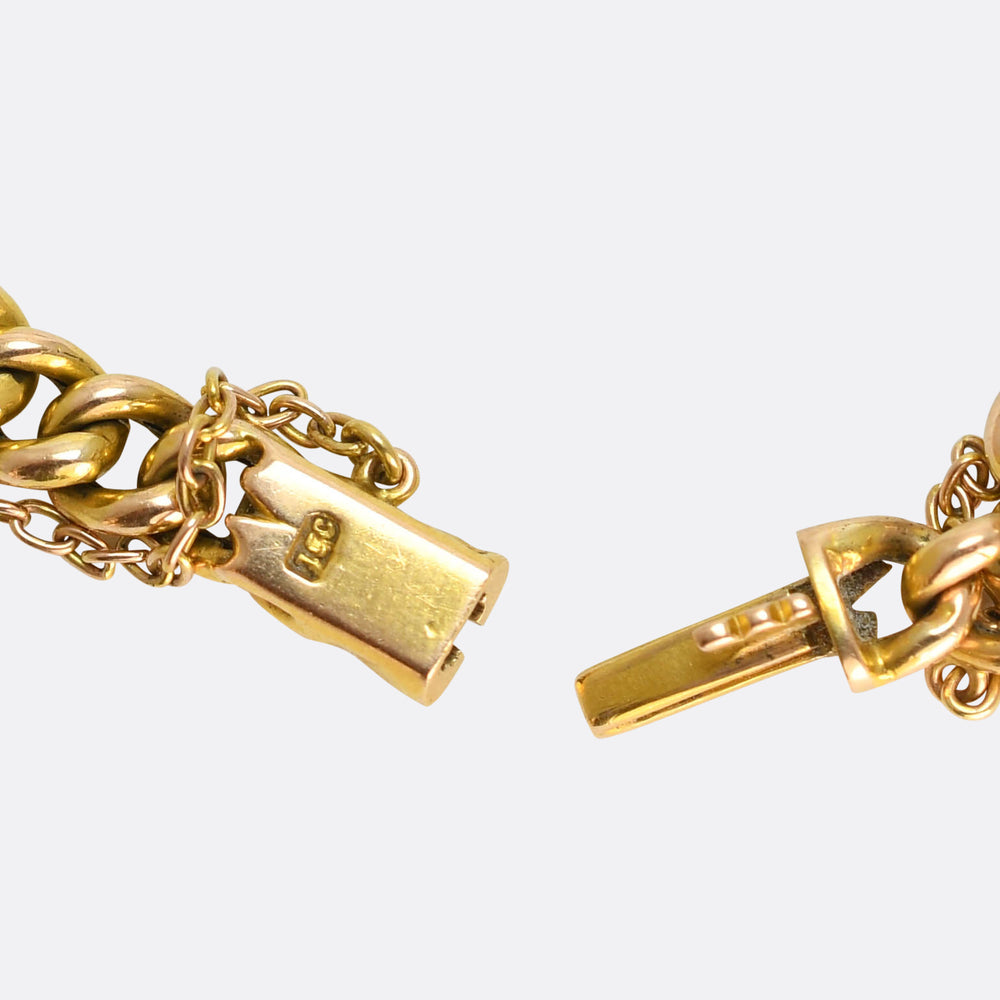 Edwardian Tourmaline & Pearl Flower Cluster Chain Bracelet