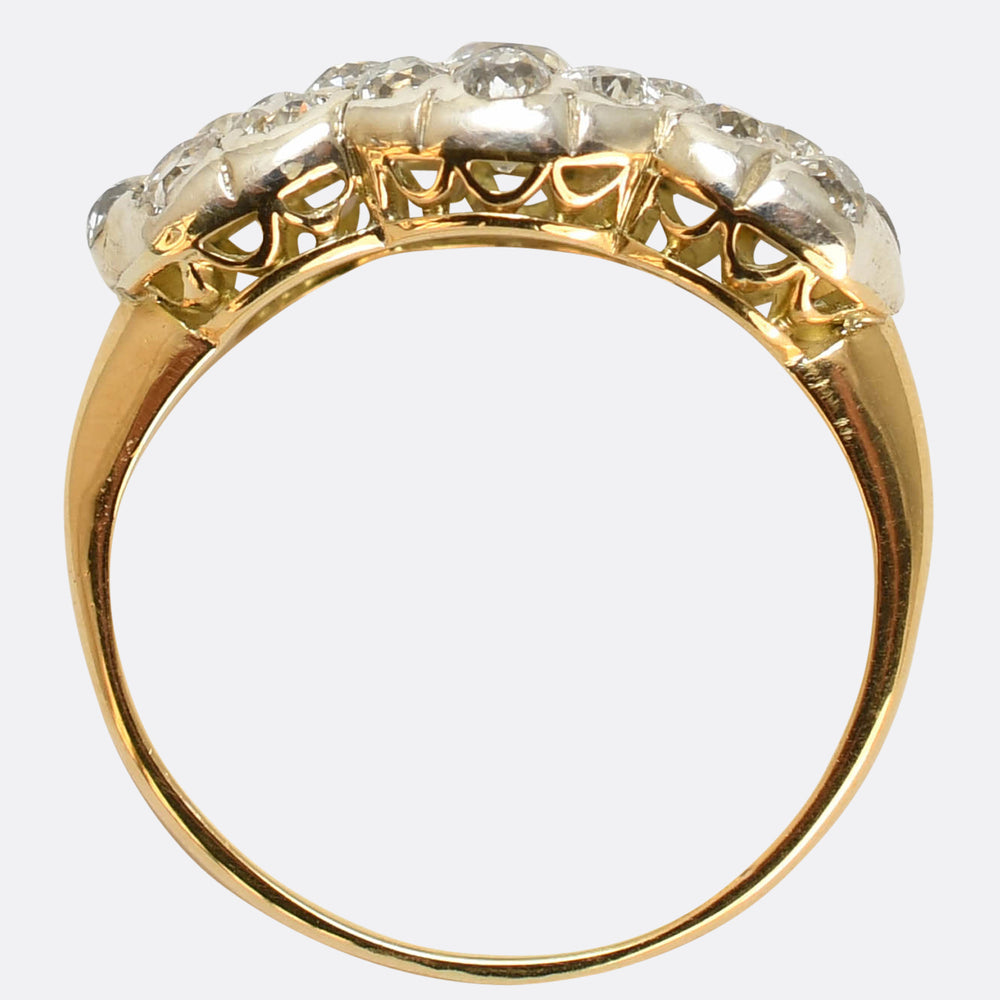 Edwardian Triple Diamond Flower Cluster Ring