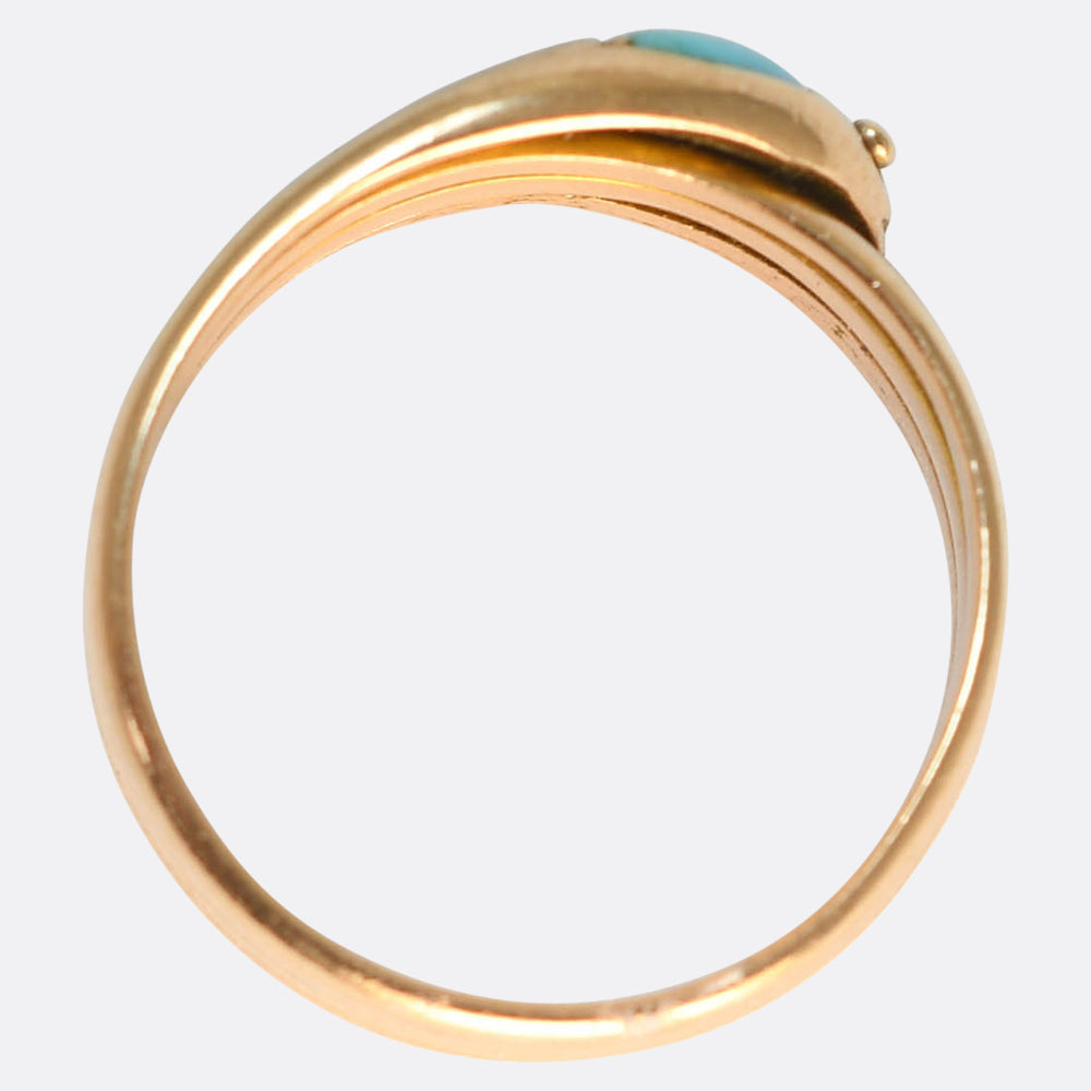 Edwardian Turquoise Coiled Snake Ring