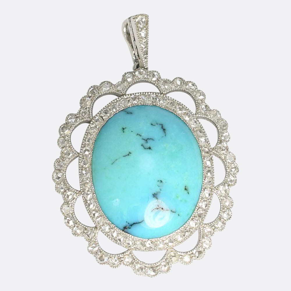 Edwardian Turquoise & Diamond Pendant